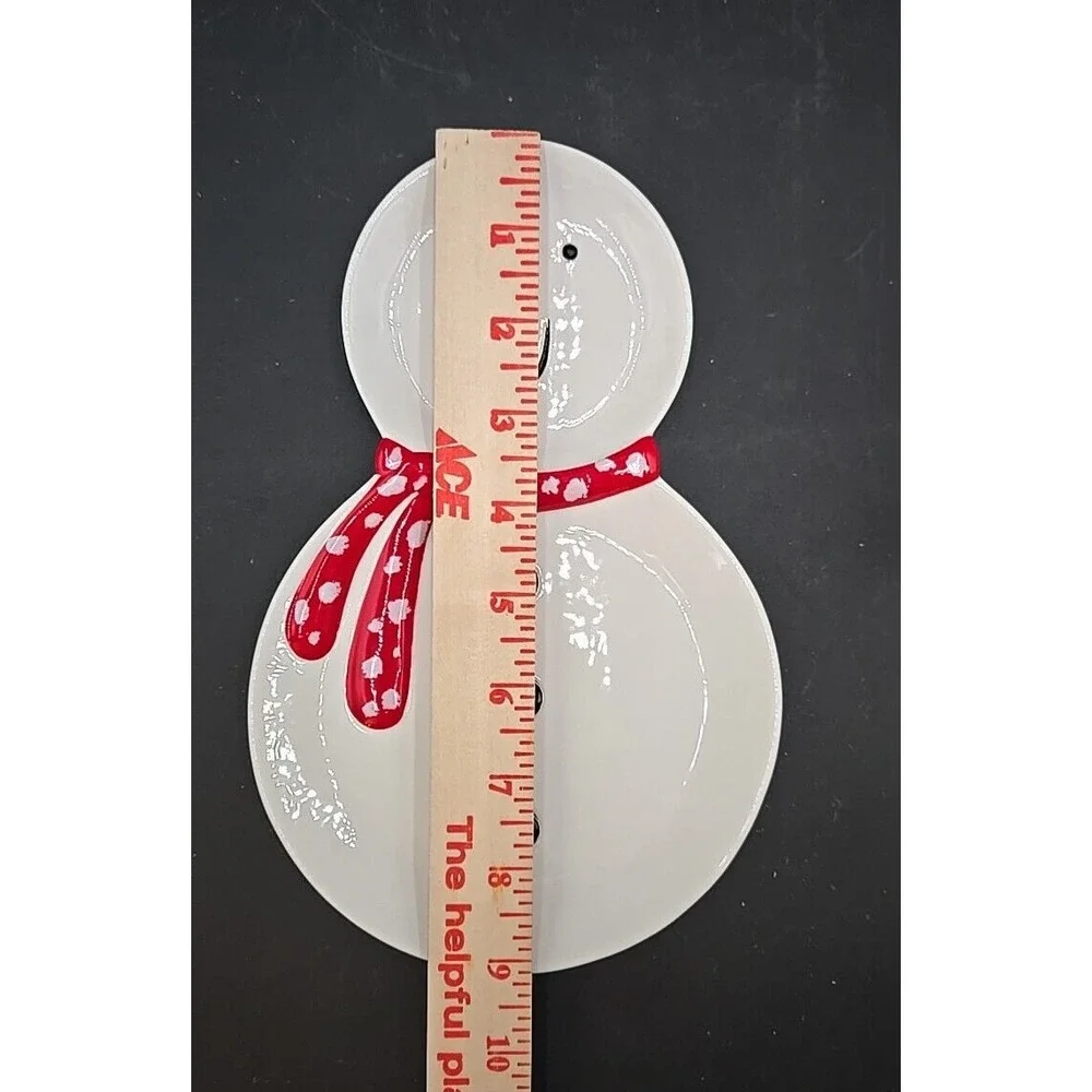 Snowman Red White Snack Plate Cup Mug. Christmas Seasonal Department 56 w/box‎